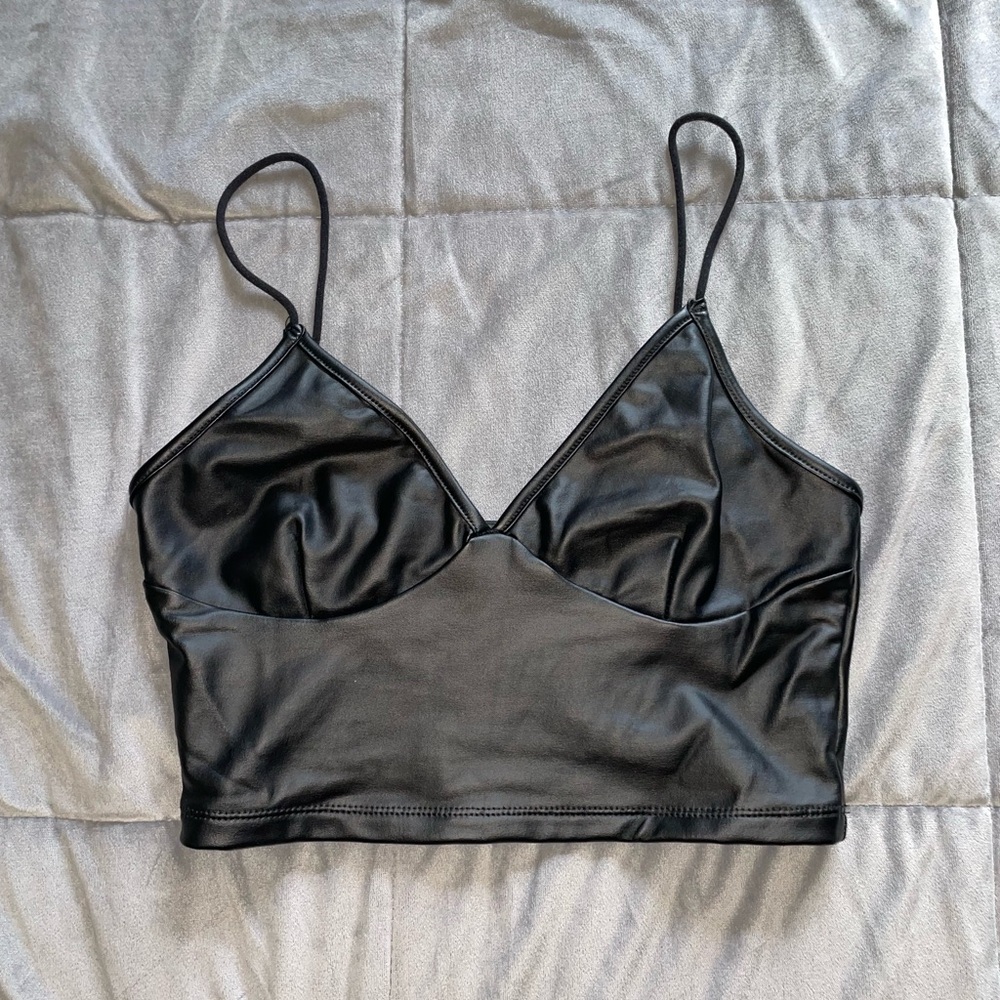 SHEIN faux leather corset crop cami. Size small